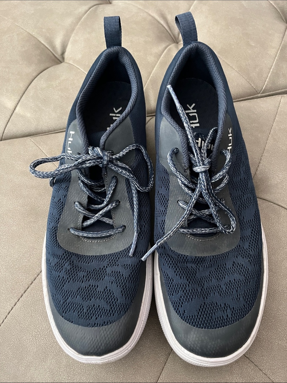 Huk Men's Dark Navy Knit Lace-Up Sneakers